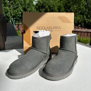 Koolaburra by UGG Short Gray Suede Boots Size 5 Women’s Shearling Lined with Box
